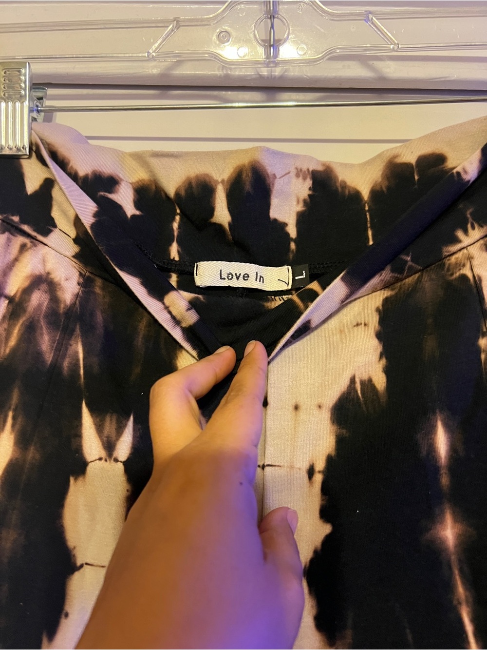 Love In Black and Cream Tie-Dye Flare leggings - Picture 2 of 2